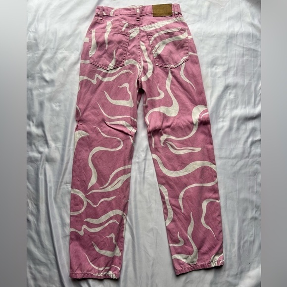 Cotton On Pink and White Swirly Loose Straight Jeans 4 - Picture 6 of 16